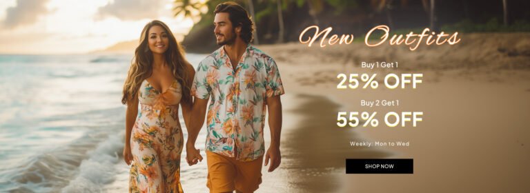 Get Buy Two Get One For 55% Off on Men and Women Matching Outfits